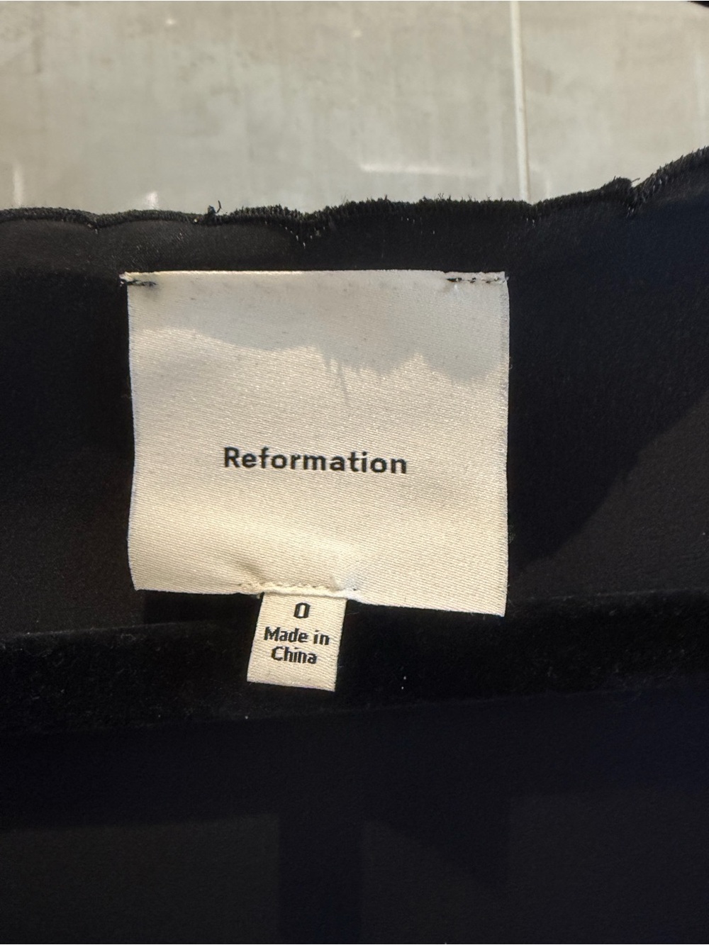 Reformation Black Satin Tie-Front Lace-Trim Top - Picture 3 of 5